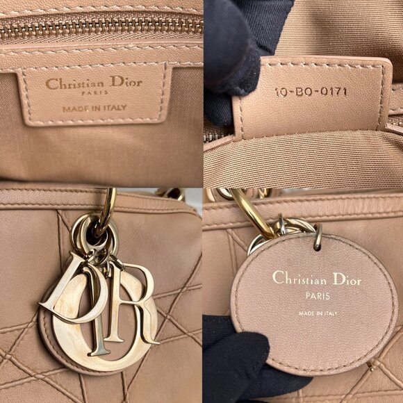 Authentic Dior tote beige Cannage Granville Leather Bag 10-BO-0171 B0818 - Picture 13 of 16